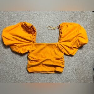 Zara Marigold Puffy Sleeve Top Size M NWOT